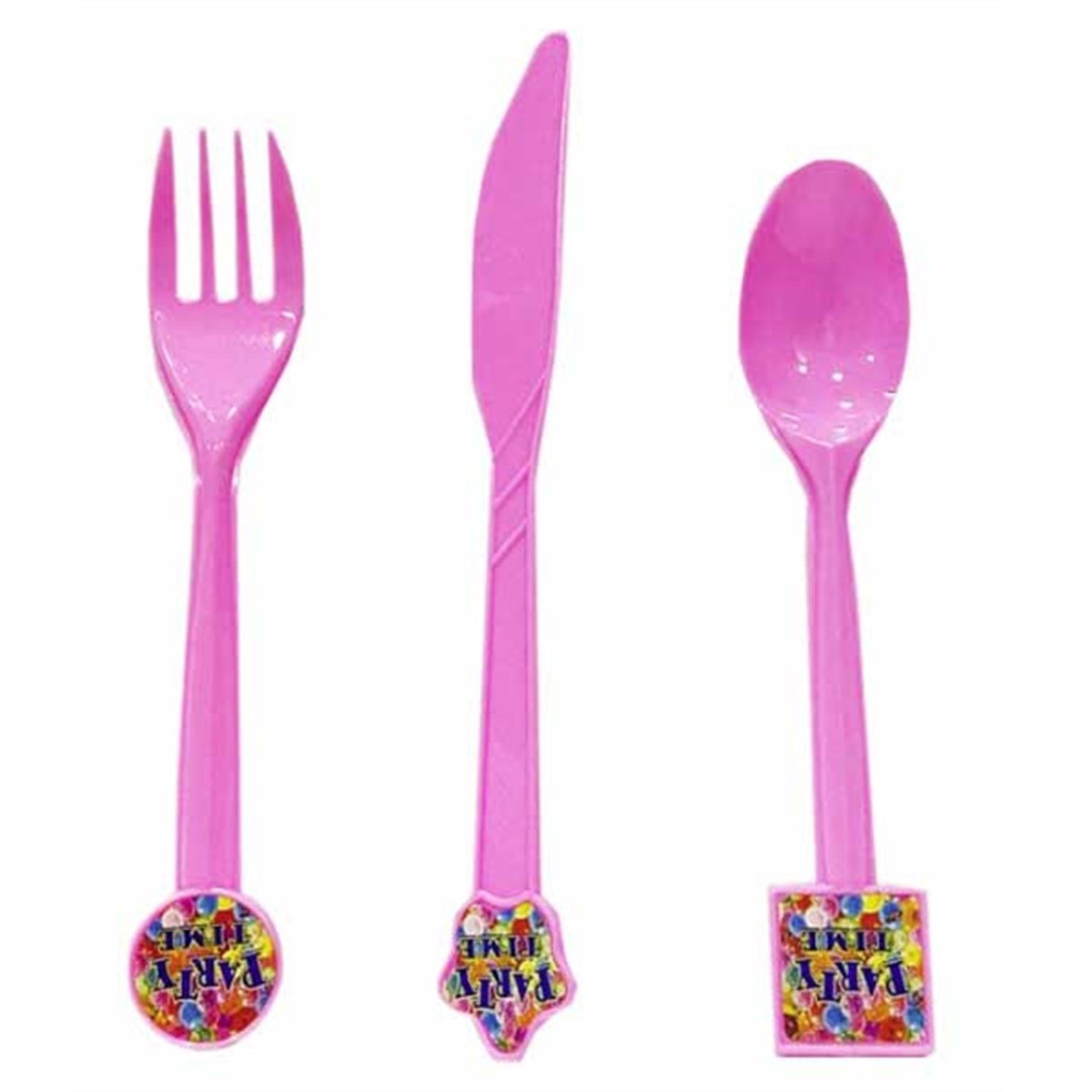 Pembe Happy Birthday Çatal Bıçak Kaşık Seti 18 Adet