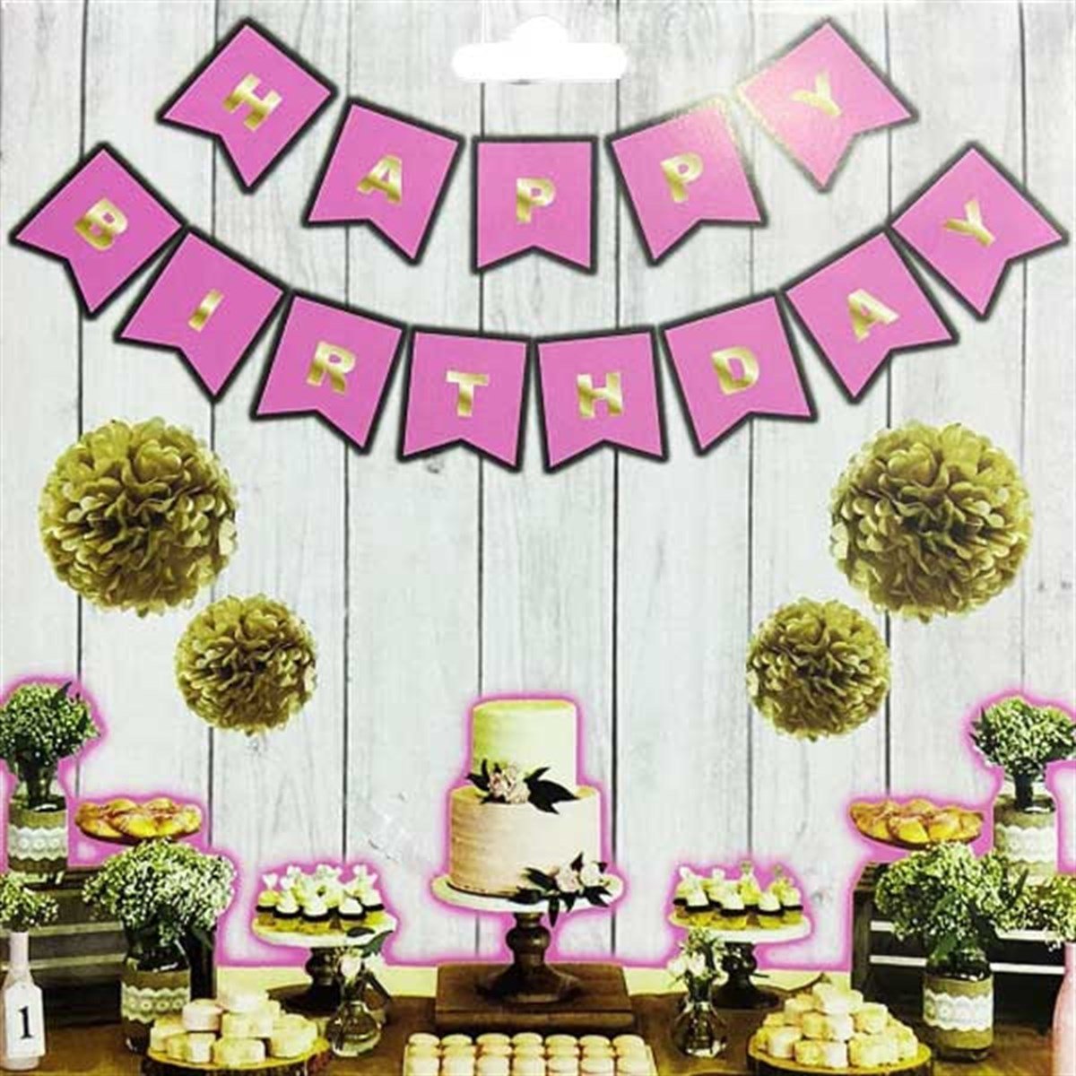 Pembe Happy Birthday Yazı