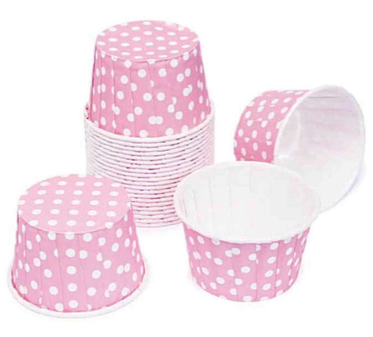 Pembe Puanlı Cupcake Kabı 50 Adet Büyük Boy