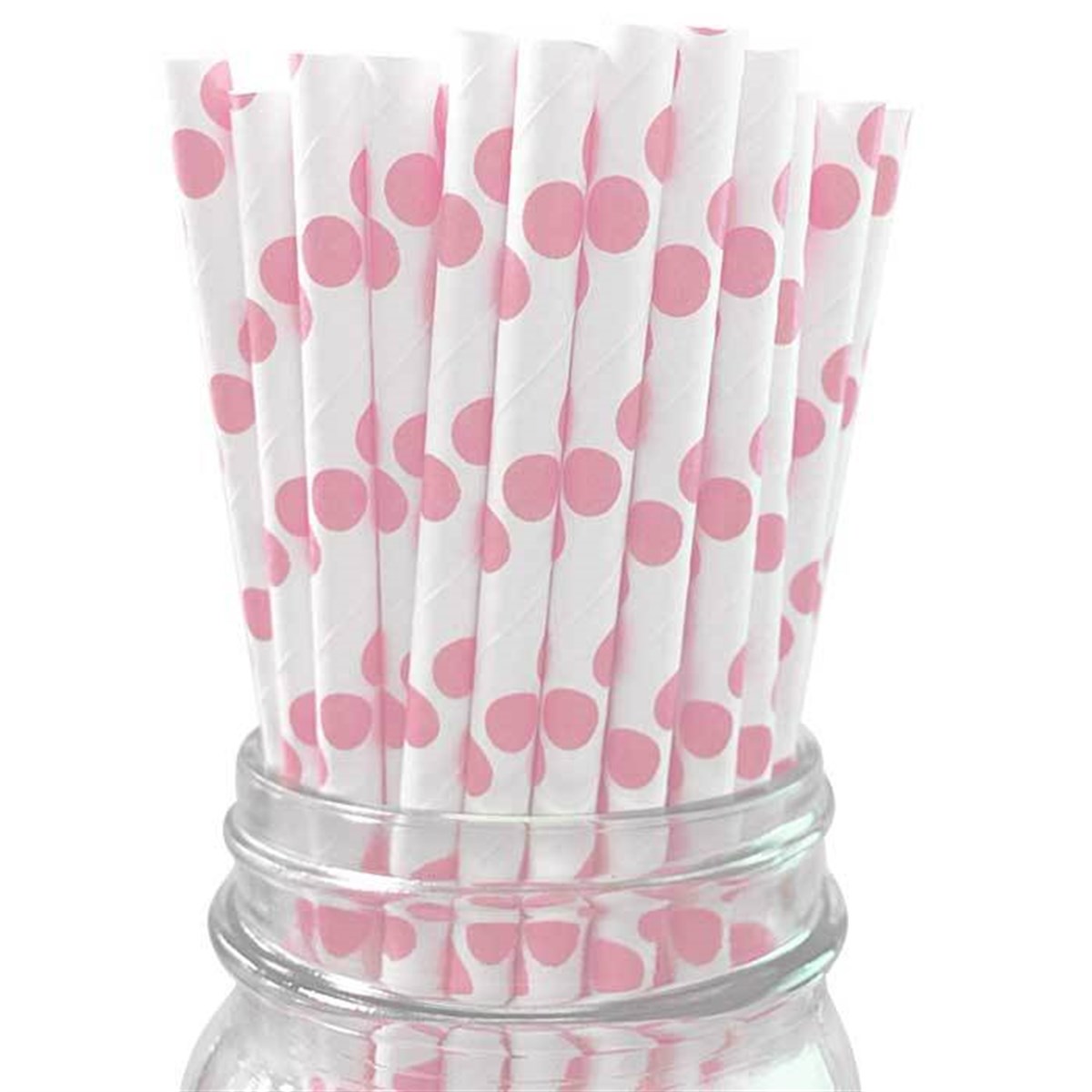 Pembe Puantiyeli Karton Pipet 25 Adet