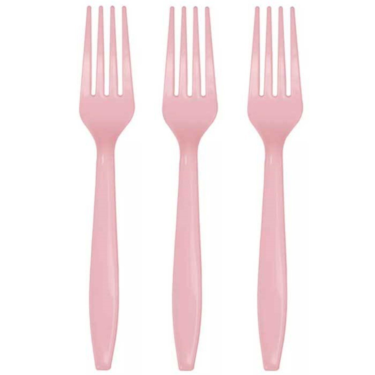 Pembe Renk Plastik Çatal 25 Adet