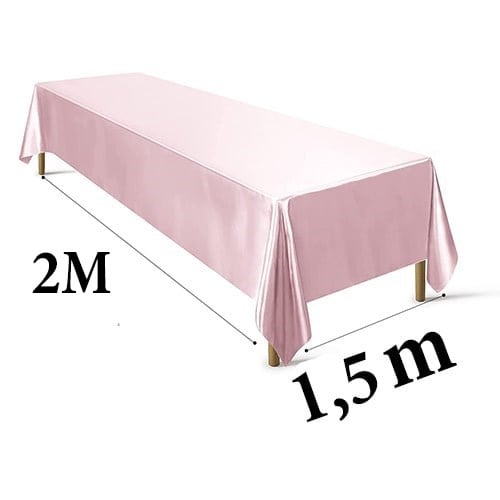 Pembe Renkli Saten Masa Örtüsü