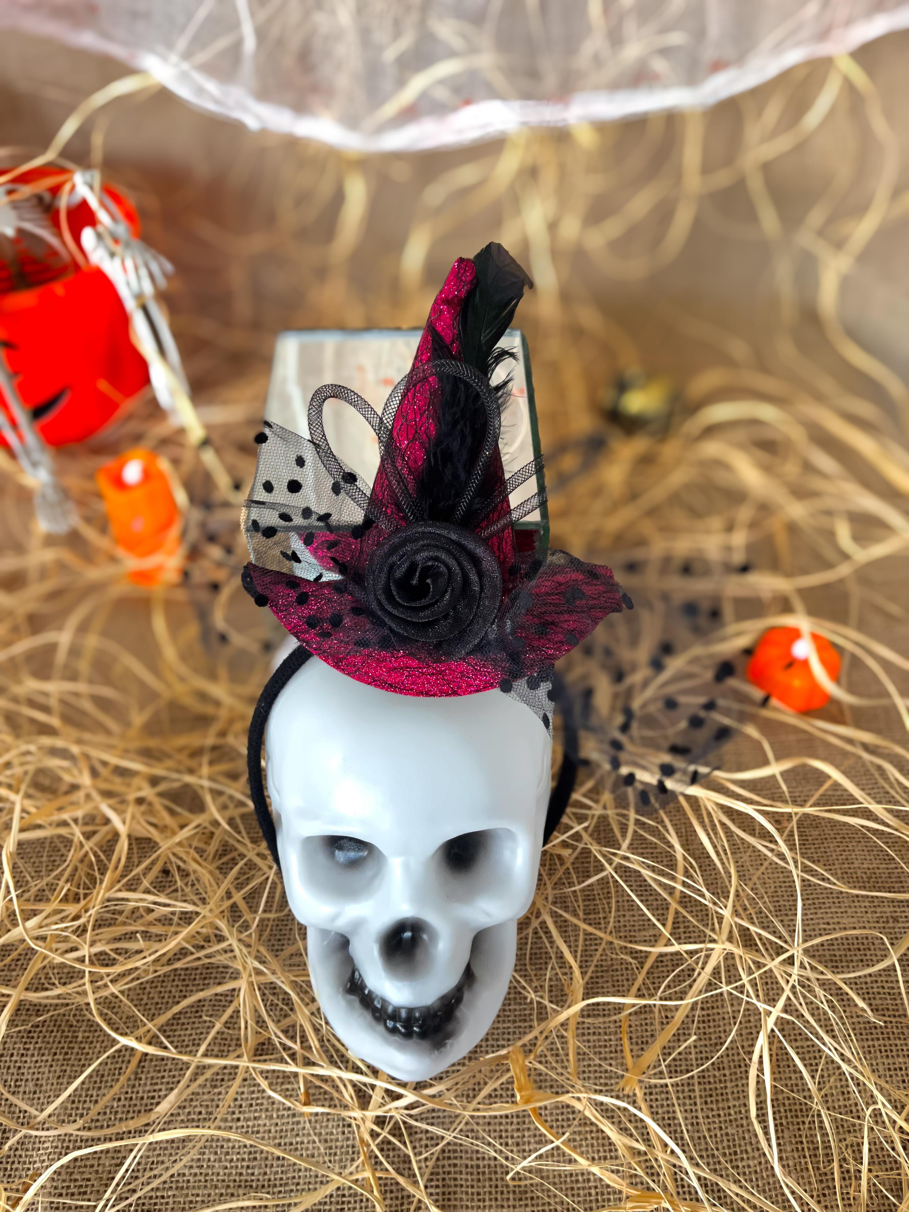 Şapka Taç MaskePembe Simli Cadı Şapkası Taç