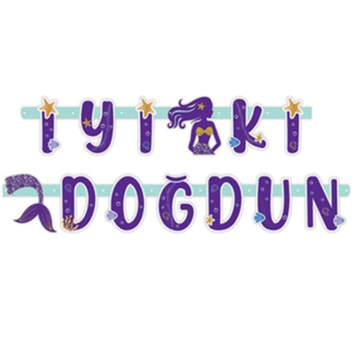 Pırıltılı Deniz kızı İyi ki Doğdun Yazı