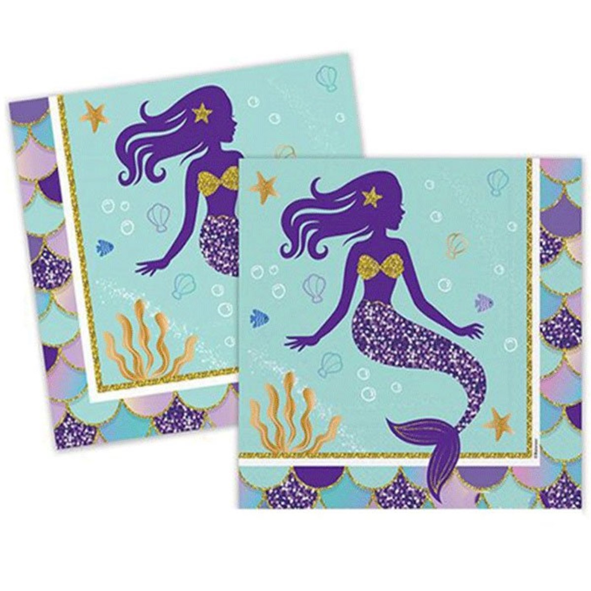 Pırıltılı Deniz Kızı Peçete 16 Adet