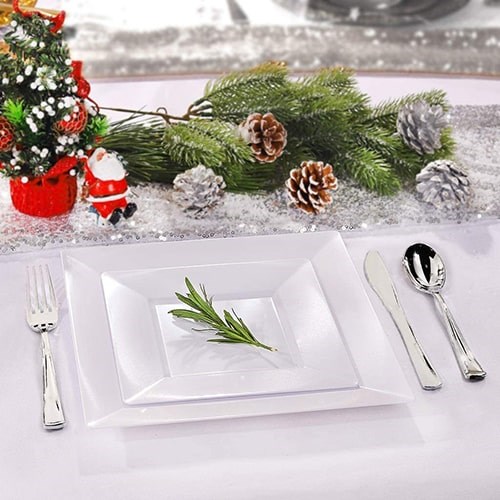 Plastik Beyaz Kare Tabak