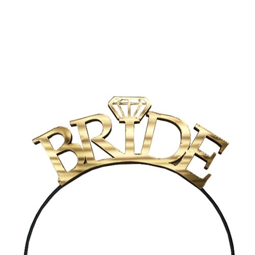 Pleksi Altın Renkli Bride Yazılı Taç