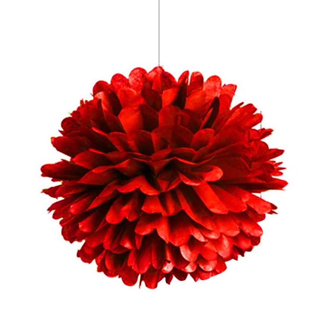 Ponpon Çiçek Kırmızı Büyük Boy