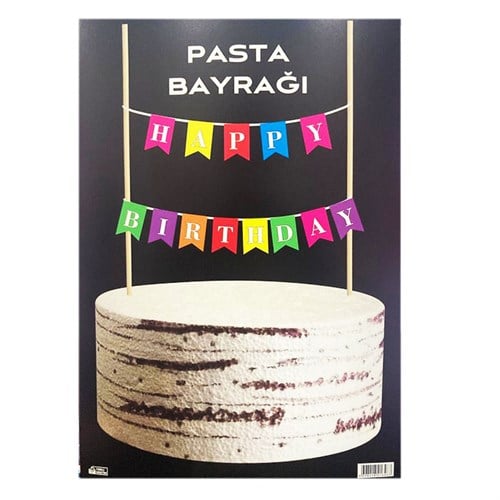 Renkli Happy Birthday Pasta Süsü