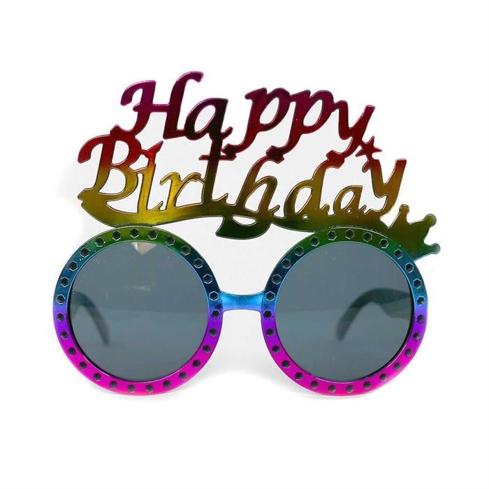 Renkli Happy Birthday Yazılı Gözlük