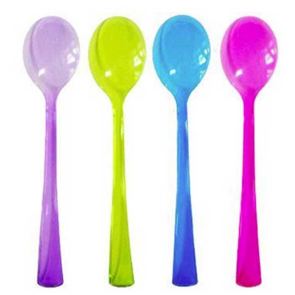 Renkli Plastik Mika Kaşık 24 Adet