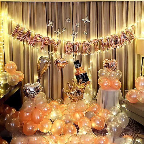 Rose Gold Renkli Happy Birthday Folyo Balon