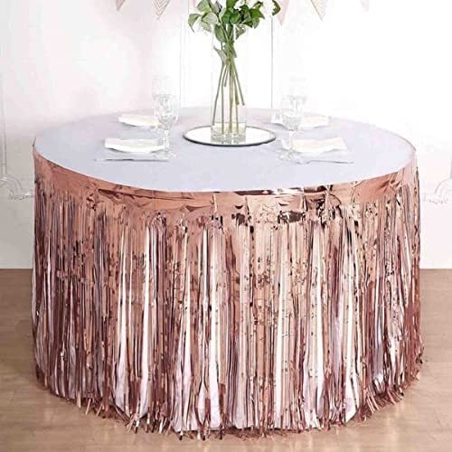 Rose Saçaklı Metalize Masa Eteği