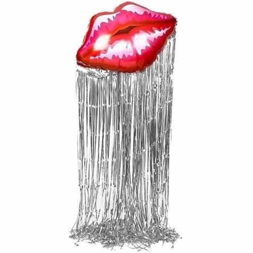 Saçaklı Dudak Folyo Balon Gümüş