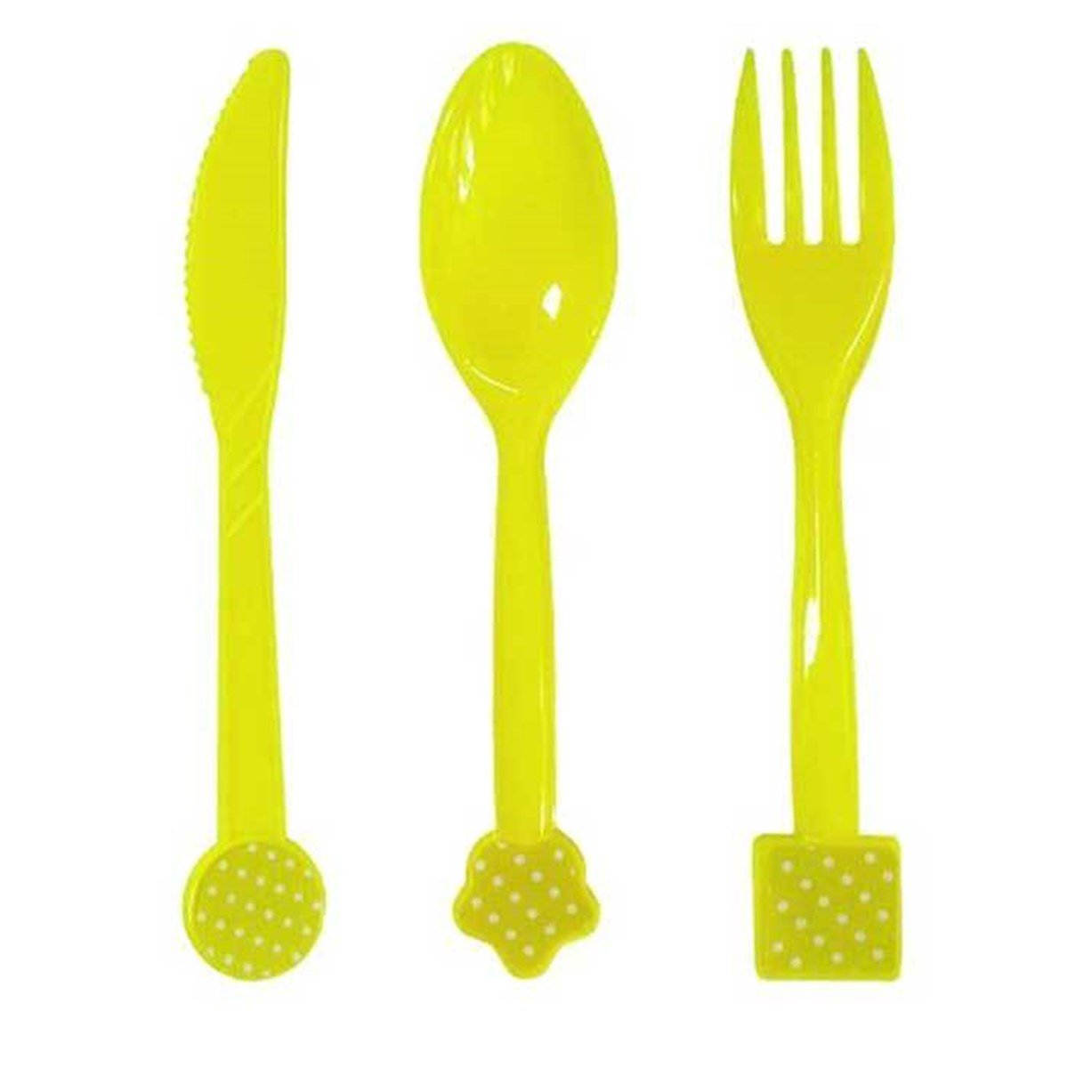 Sarı Puantiyeli Çatal Kaşık Bıçak Seti 18 adet