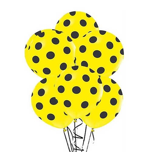 Sarı Üzerine Siyah Puantiyeli Balon 14 Adet