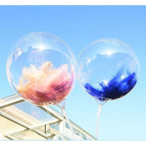 Şeffaf Gold Tüylü Balon 45 Cm