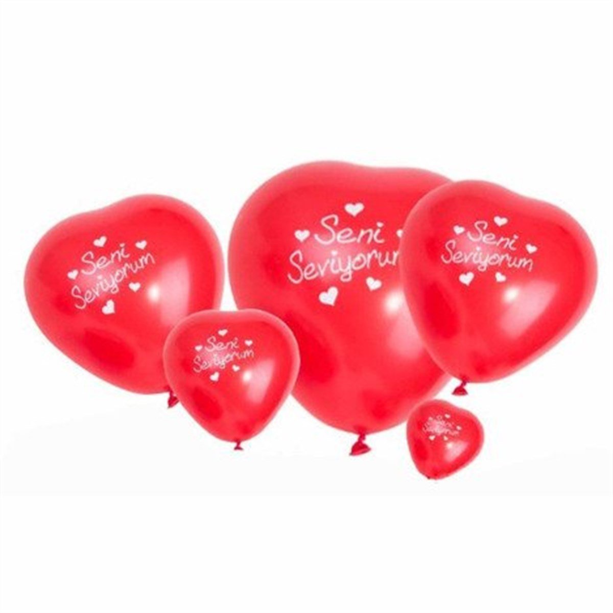 Seni Seviyorum Baskılı Kalp Balon 100 Adet Kırmızı