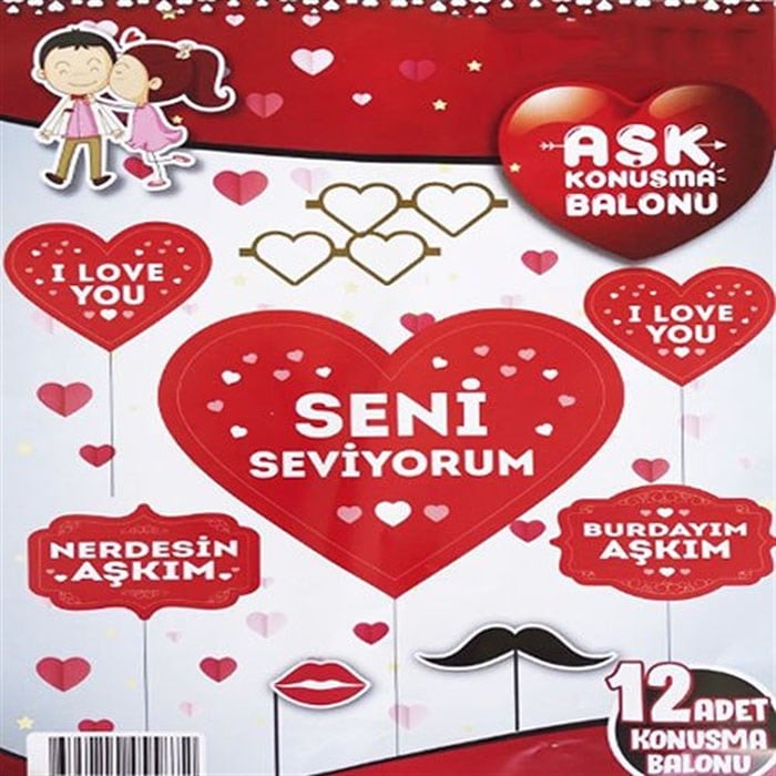 Sevgililer Günü Konuşma Balonu 12 Adet