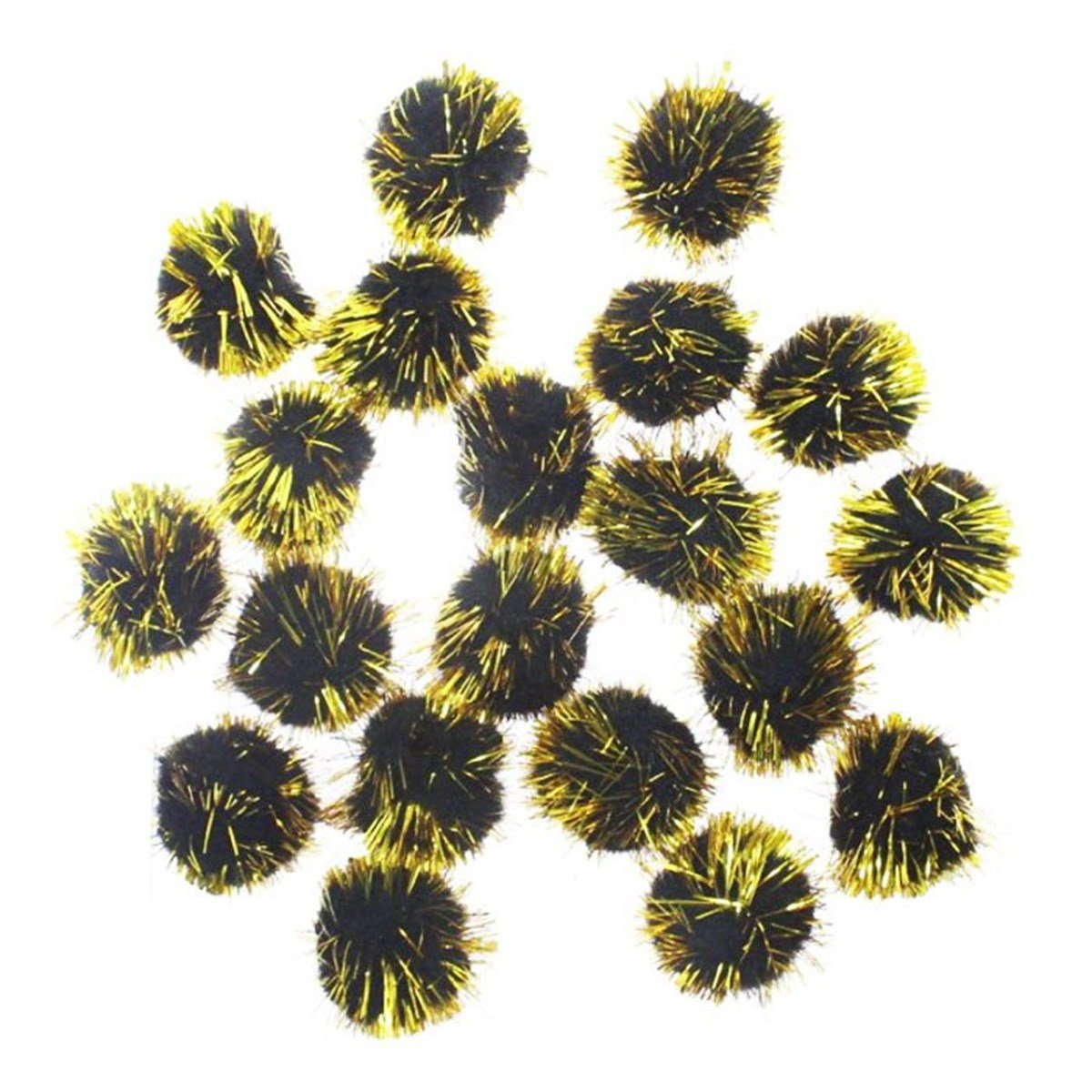 Simli Siyah Gold Ponpon