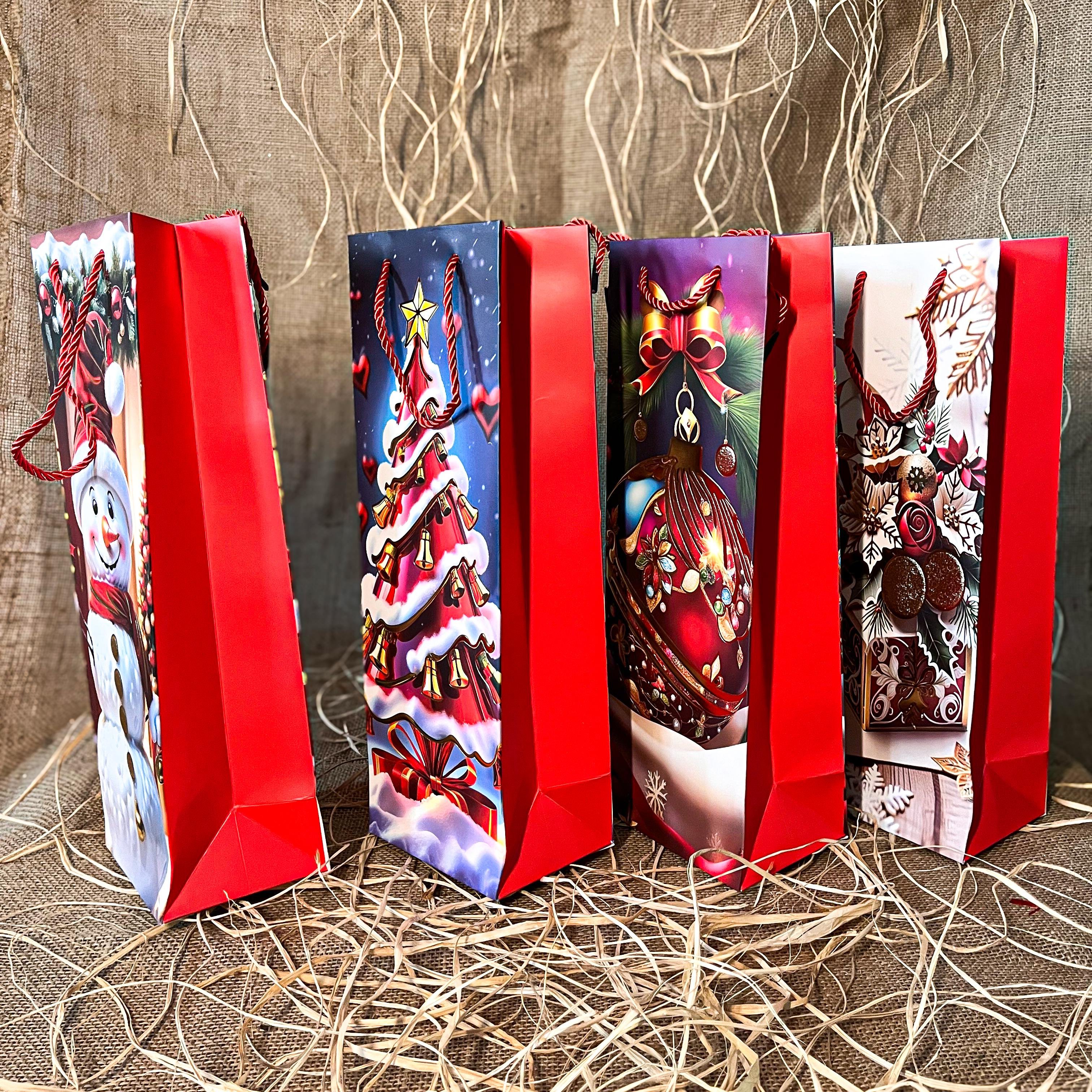 HediyelikŞişe Boy Karton Çanta Kırmızı 12 Adet