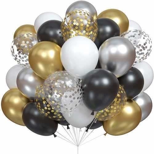 Siyah Gold Renkli Uçan Balon 20 Adet