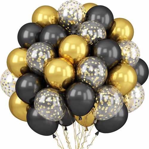 Siyah Gold Renkli Uçan Balon 20 Adet