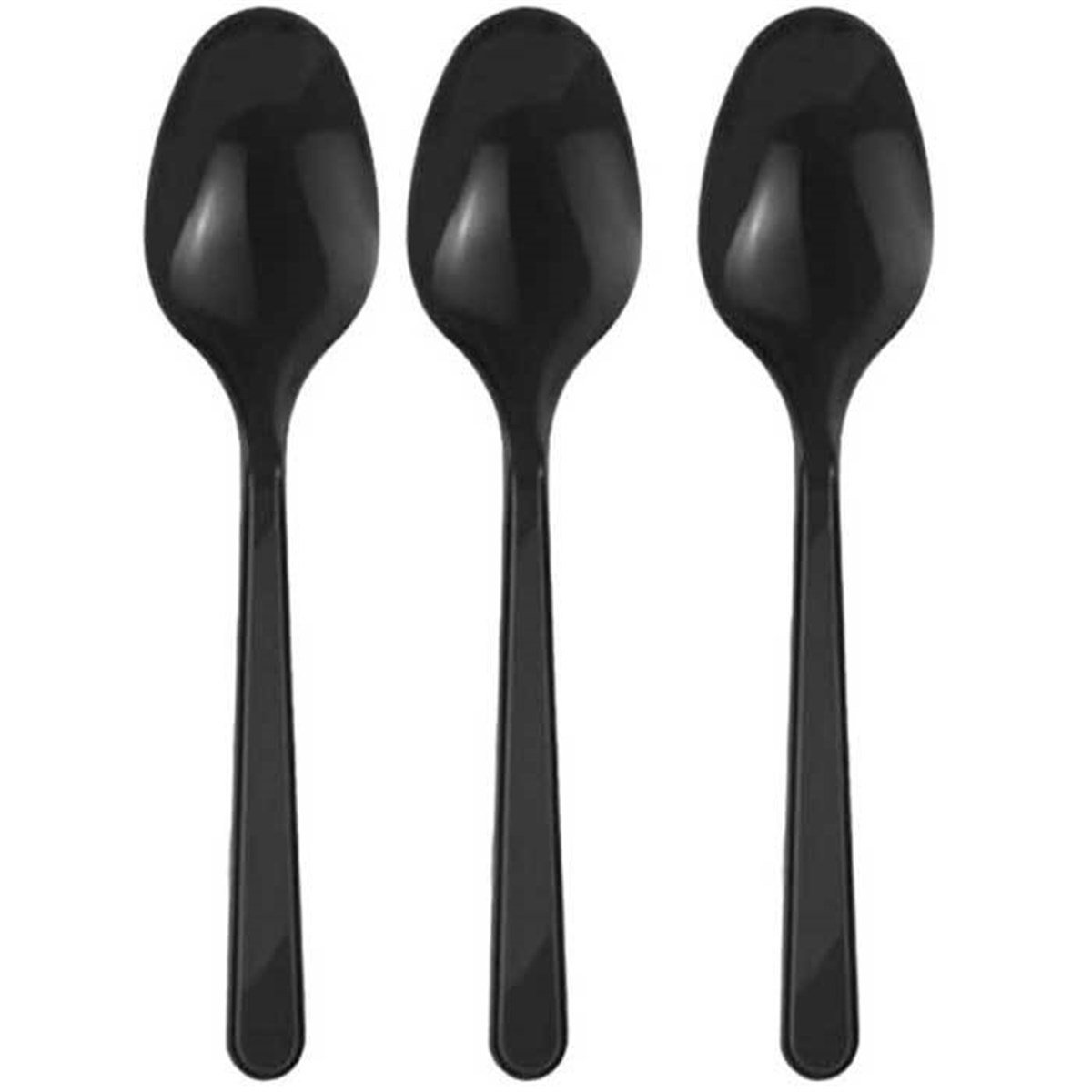 Siyah Renk Plastik Kaşık 25 Adet