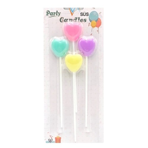 Soft Renkler Kalp Mum 4 Adet