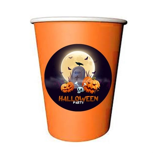 Turuncu Renkli Cadılar Bayramı Karton Bardak