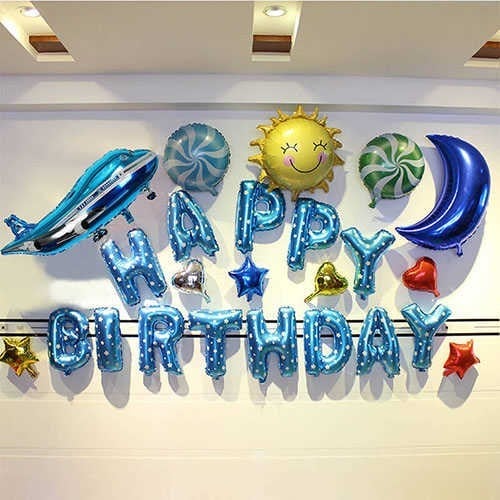 Uçak Folyo Balon Mavi Renk
