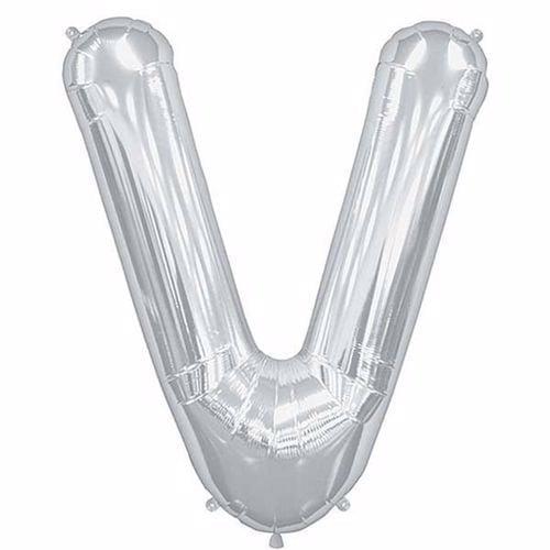 Gümüş Renk 76 cm V Harf Folyo Balon Gümüş 76 cm
