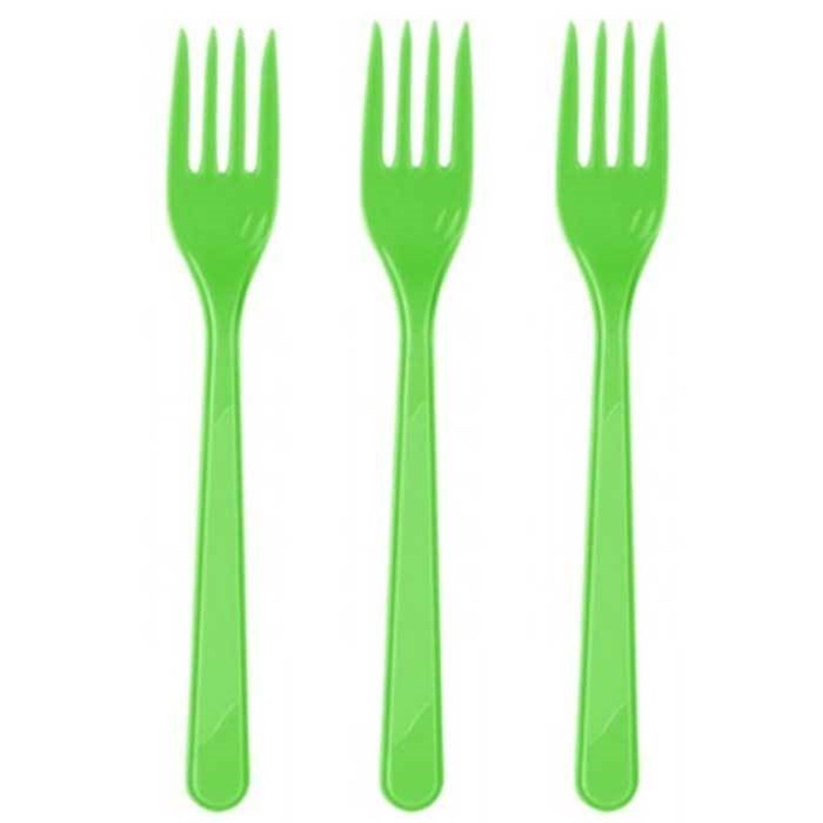 Yeşil Renk Plastik Çatal 25 Adet