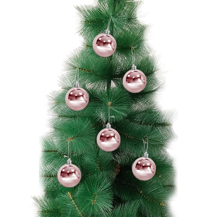 Yılbaşı Ağacı Gold Rose Top Süs 6 Adet 6 Cm