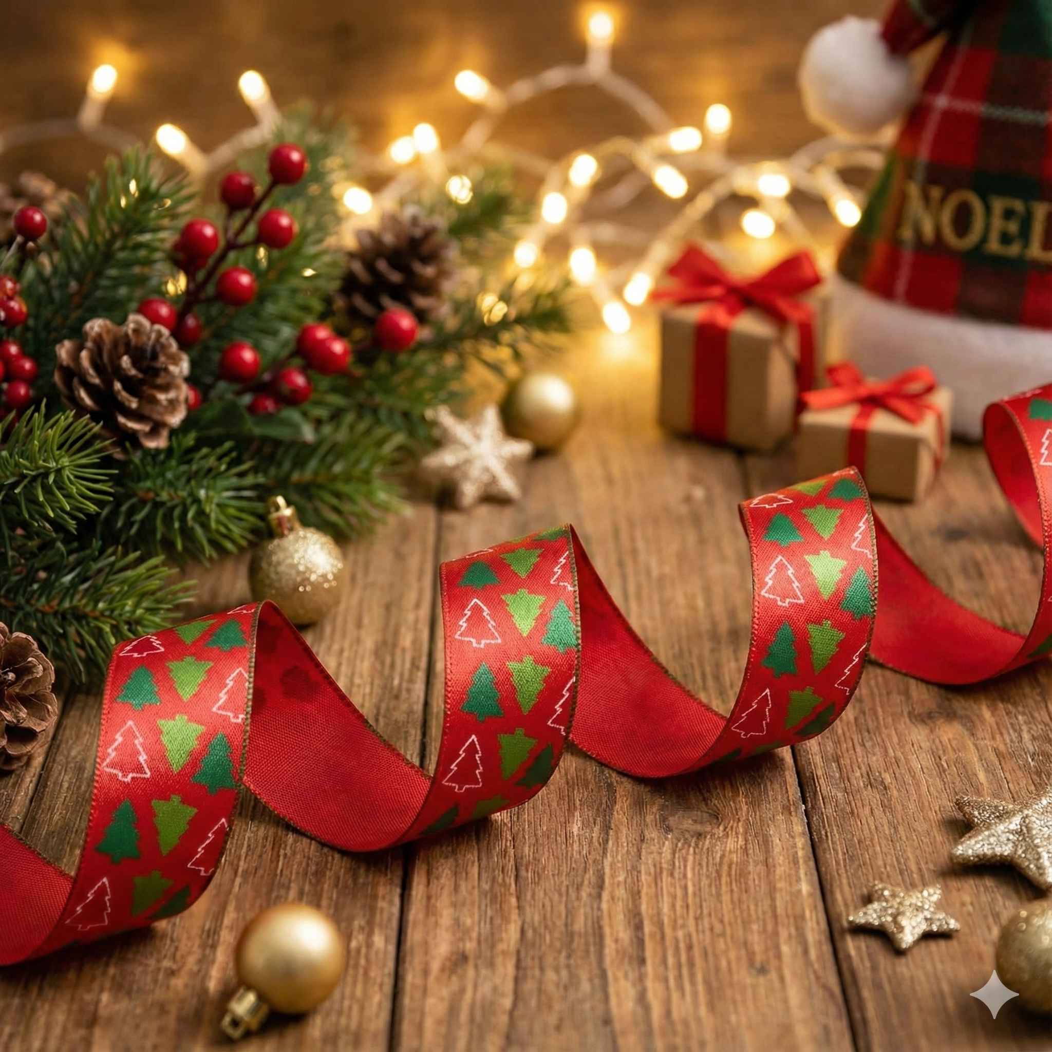 HediyelikYılbaşı Saten Kurdele Çam Ağacı