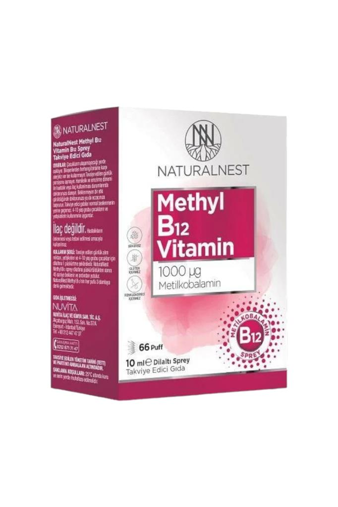 NATURALNEST Methyl B12 Vitamin 1000 mcg 10 ml Dil Altı Sprey (66 Puff)