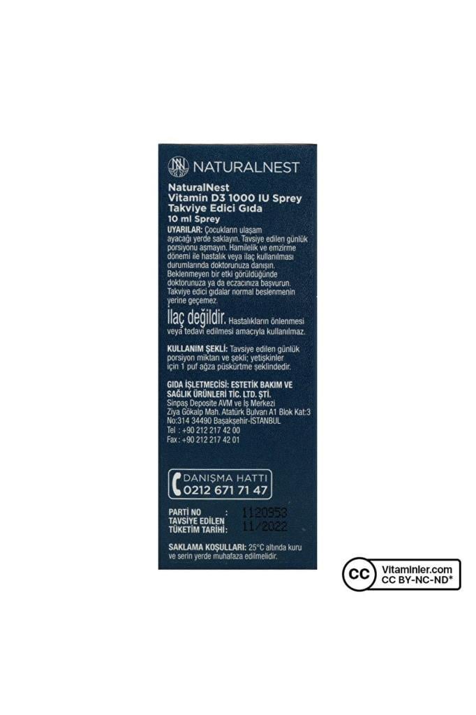 NATURALNEST VITAMIN D3 1000 IU SPREY 10 ML 3 AL 2 ÖDE