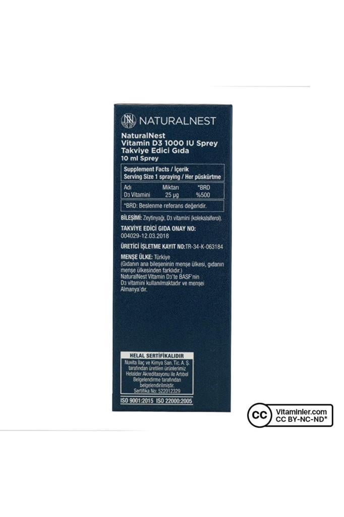 NATURALNEST VITAMIN D3 1000 IU SPREY 10 ML 3 AL 2 ÖDE