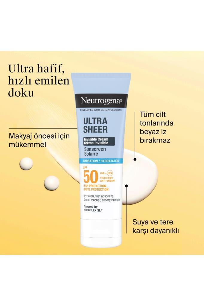 NEUTROGENA Ultra Sheer Invisible Cream Sunscreen SPF50 Hydration 50 ml