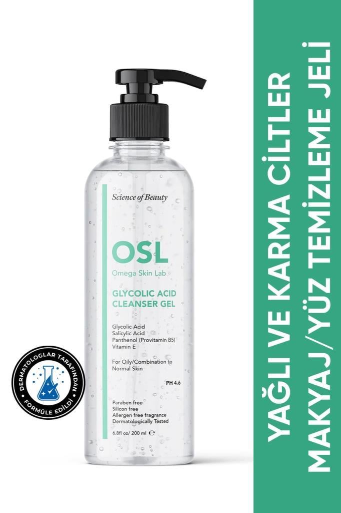 OMEGA SKIN LAB Glycolic Acid Cleanser Gel 200 ml