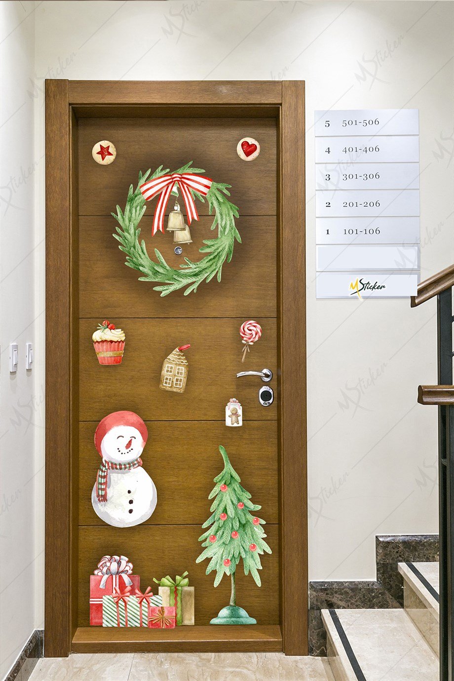  Yılbaşı Kapı Süsü Stickerı, Yılbaşı Süsü cam duvar kapı sticker seti