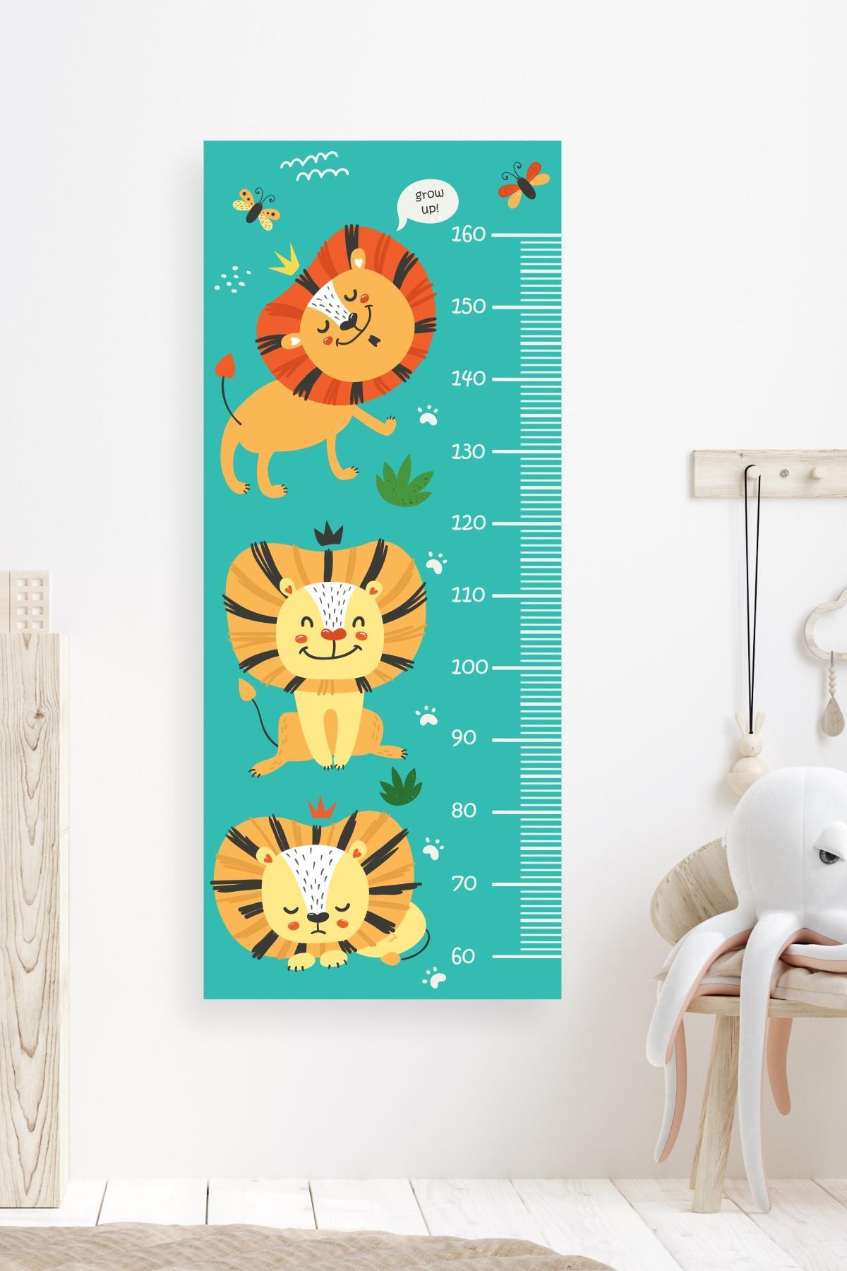 3'lü Aslan Figürlü Boy Cetveli Çocuk Bebek Odası Boy Ölçer Sticker