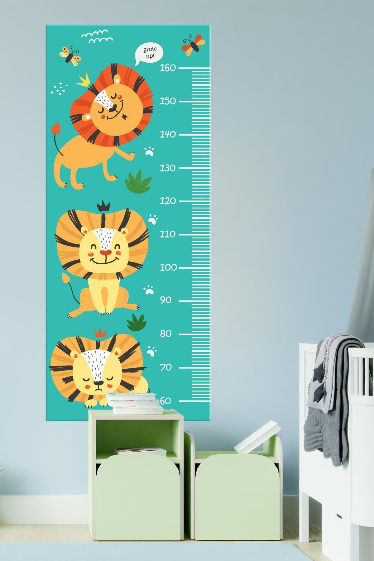 3'lü Aslan Figürlü Boy Cetveli Çocuk Bebek Odası Boy Ölçer Sticker