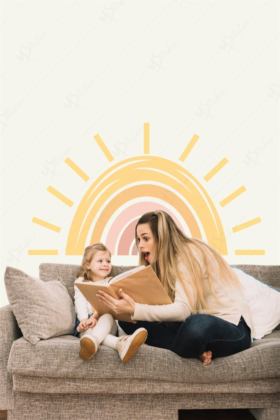 Büyük Güneş Gökkuşağı Çocuk Bebek Odası Sticker