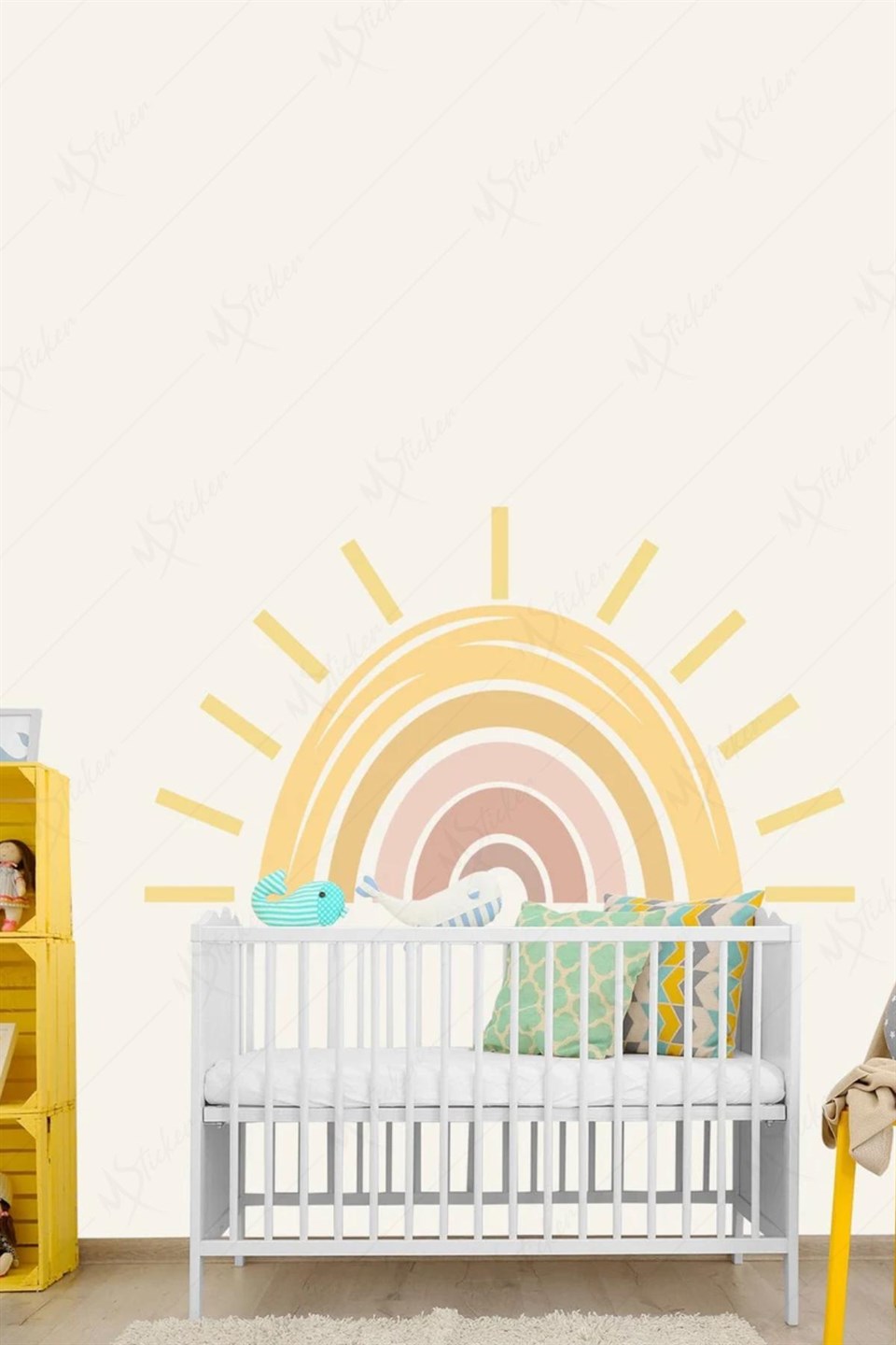 Büyük Güneş Gökkuşağı Çocuk Bebek Odası Sticker