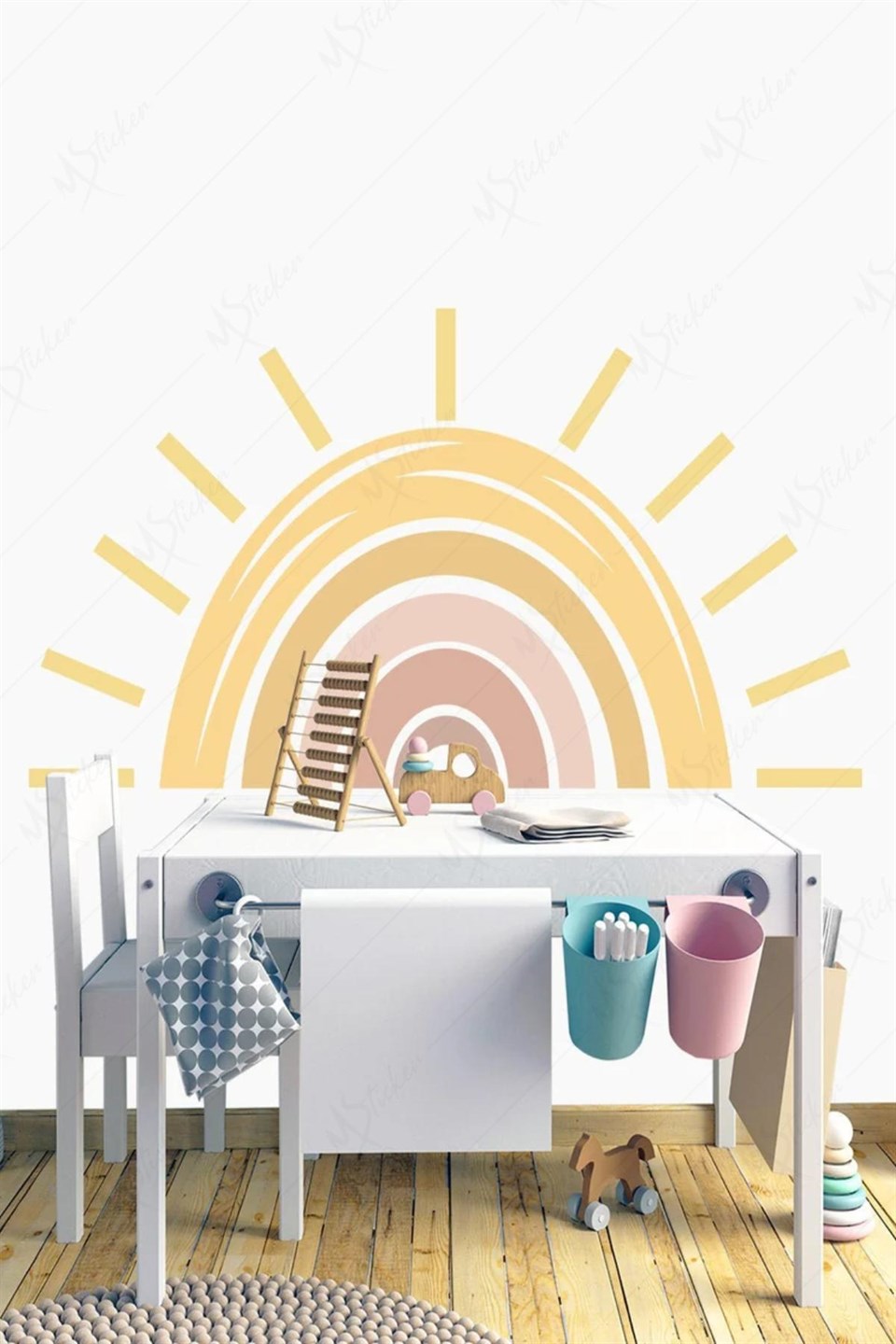Büyük Güneş Gökkuşağı Çocuk Bebek Odası Sticker