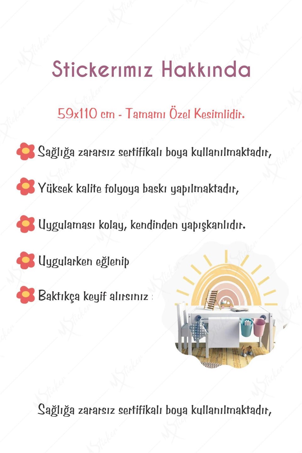 Büyük Güneş Gökkuşağı Çocuk Bebek Odası Sticker