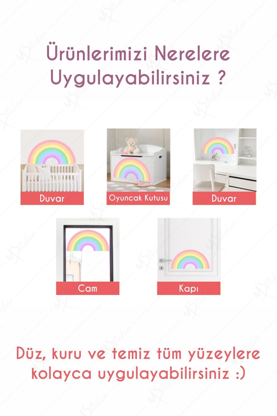 Büyük Güneş Gökkuşağı Çocuk Bebek Odası Sticker