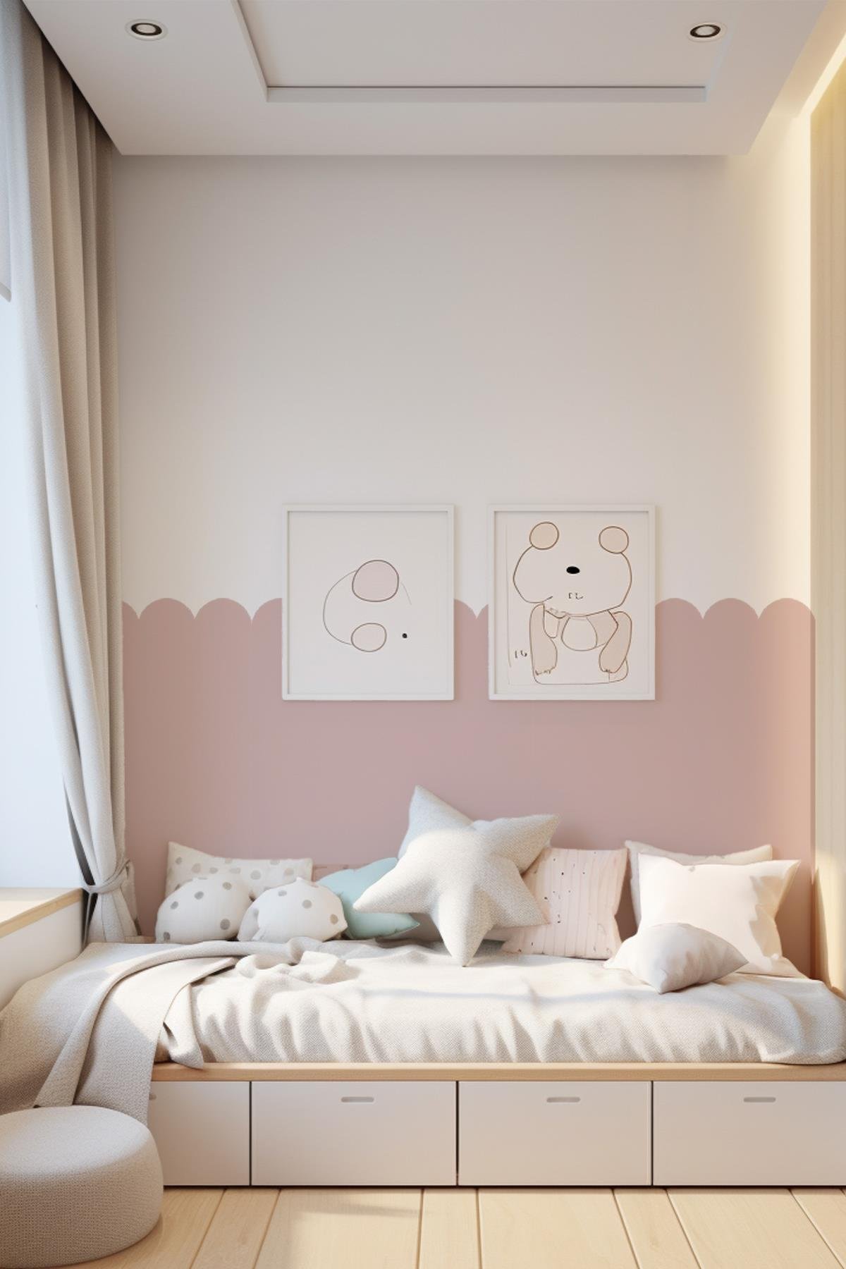 Çocuk Odası Yarım Duvar Kaplama  Özel Kesimli Duvar Kağıdı Görünümlü 55x115 Sticker