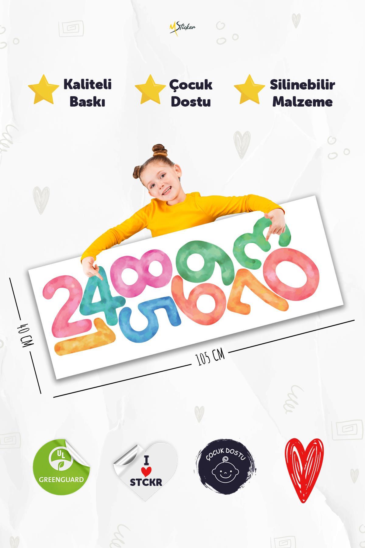 Eğitici ve Eğlenceli Rakamlar Okul Kreş Anaokulu Çocuk Odası Cam Duvar Sticker Seti